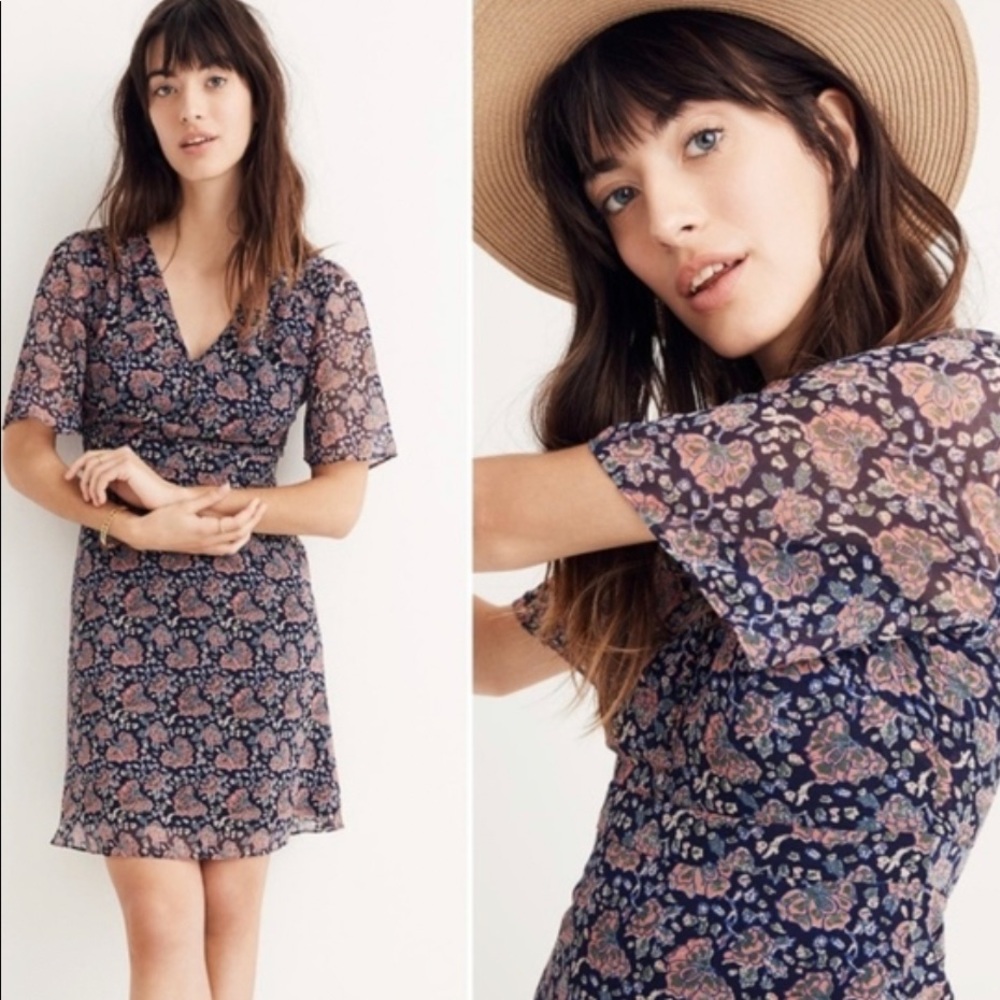 Madewell Flutter Sleeve Dress Size 6 NWT